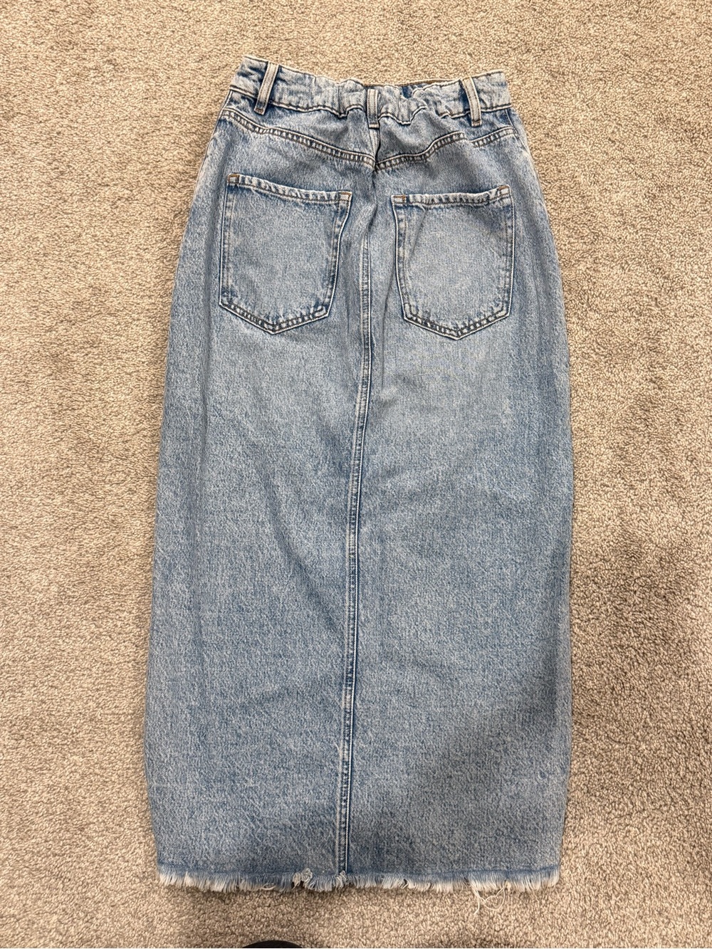 Dynamite Light Blue Denim Midi Skirt with Front Slit - Picture 4 of 6